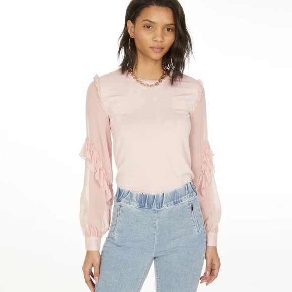 Generation Love NWT 100% Silk Joni Top Long Sleeves, Light Pink, size L - Picture 1 of 10